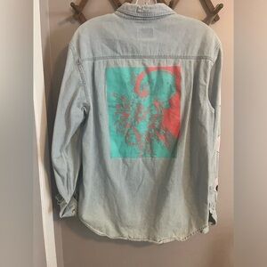 Blue Urban Outfitters BDG Yin Yang Graphic Denim Shirt M